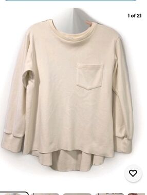 Noble 31 Women's Ivory Neoprene Ruffle Raw Hem Crewneck Sweatshirt Size M